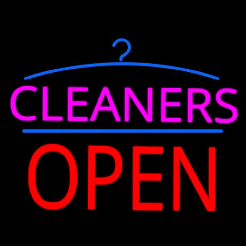 Pink Cleaners Block Red Open Logo Neonkyltti
