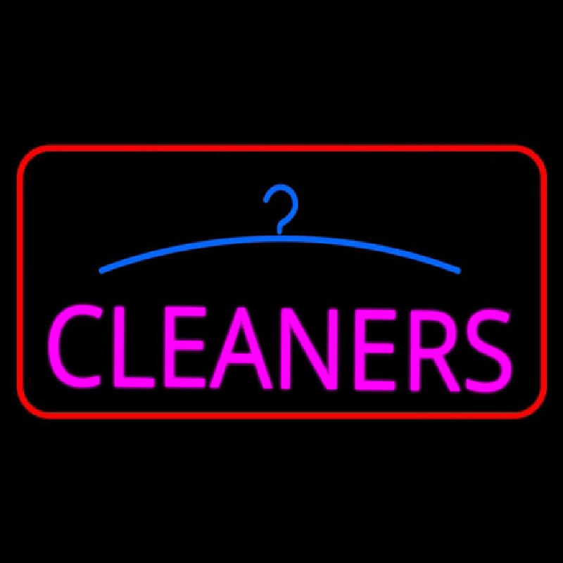 Pink Cleaners Logo Red Border Neonkyltti