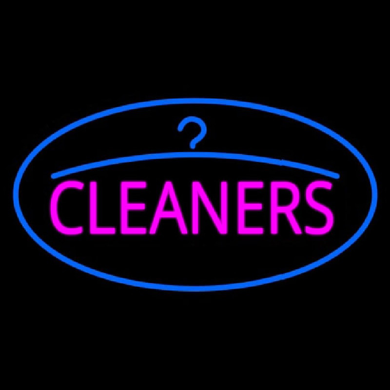 Pink Cleaners Oval Blue Logo Neonkyltti