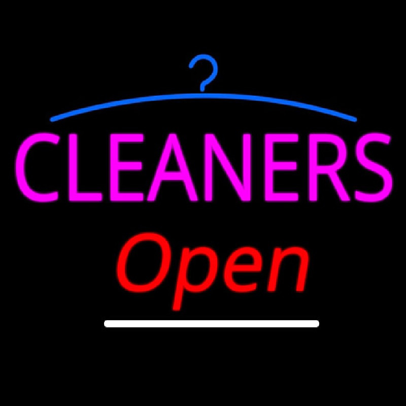 Pink Cleaners Slant Open Logo Neonkyltti