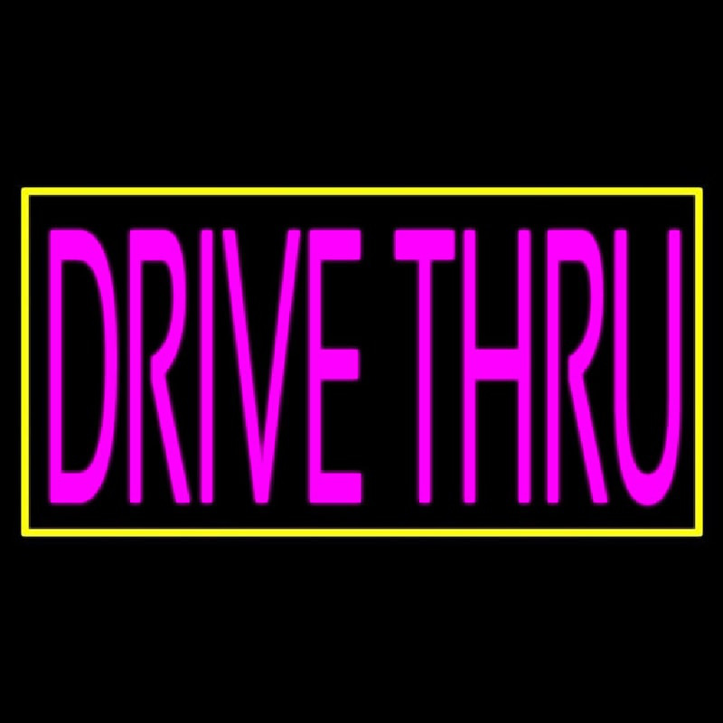 Pink Drive Thru With Yellow Border Neonkyltti