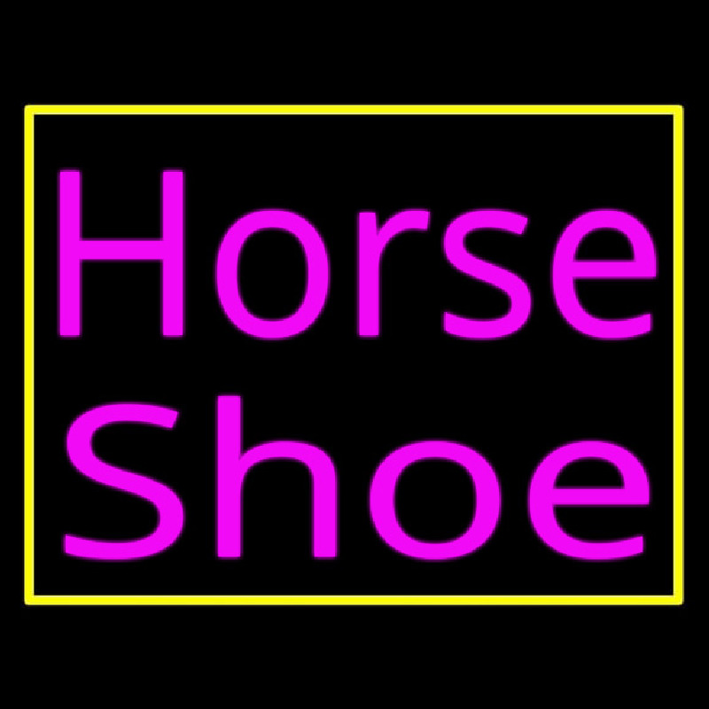 Pink Horse Shoe With Border Neonkyltti