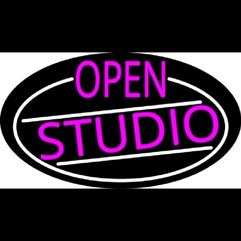Pink Open Studio Oval With White Border Neonkyltti