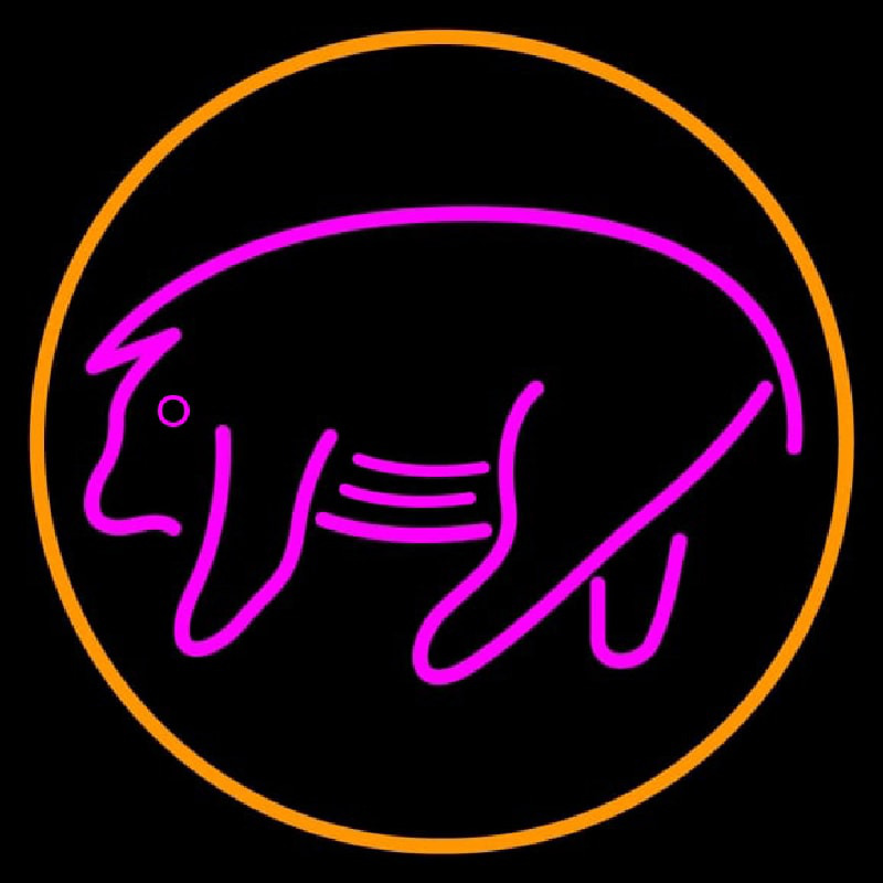 Pink Pig With Circle Neonkyltti