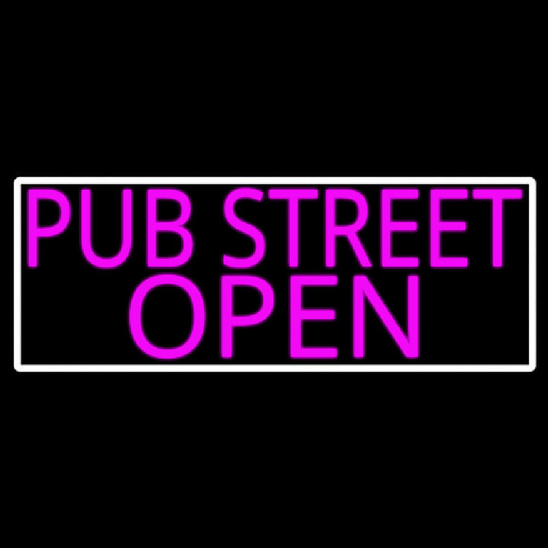 Pink Pub Street Open With White Border Neonkyltti