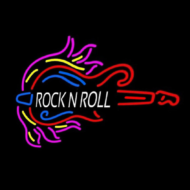 Pink Rock N Roll Guitar Block Neonkyltti