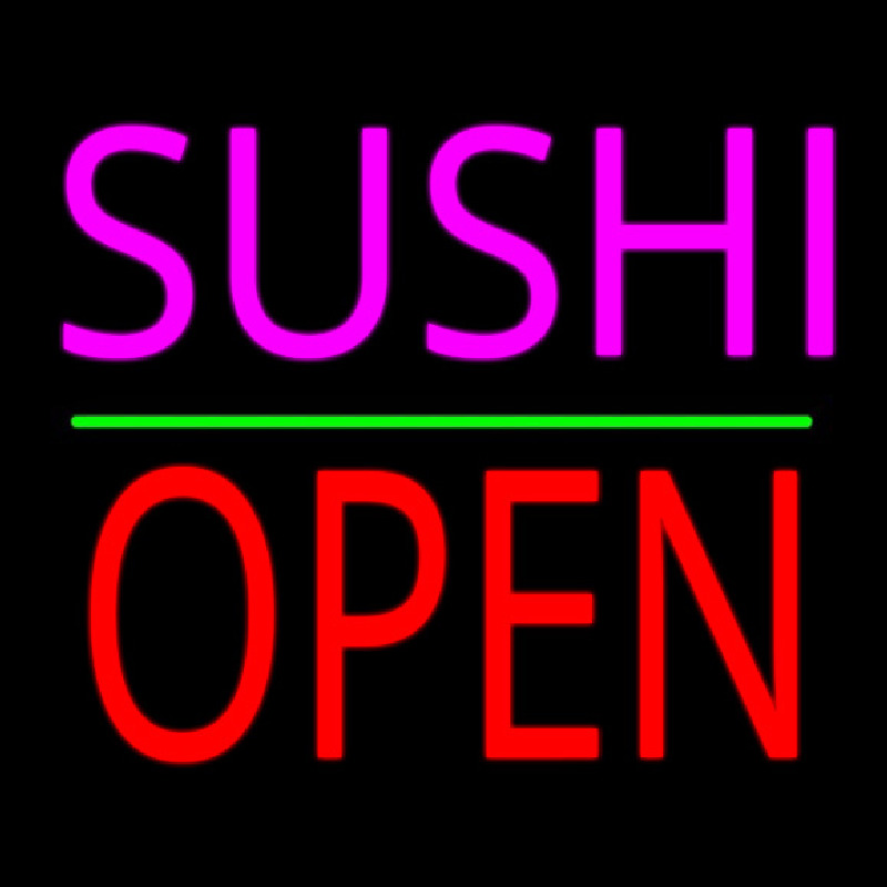 Pink Sushi Block Open Green Line Neonkyltti