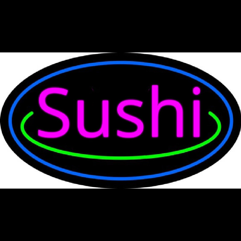 Pink Sushi With Blue Border Neonkyltti
