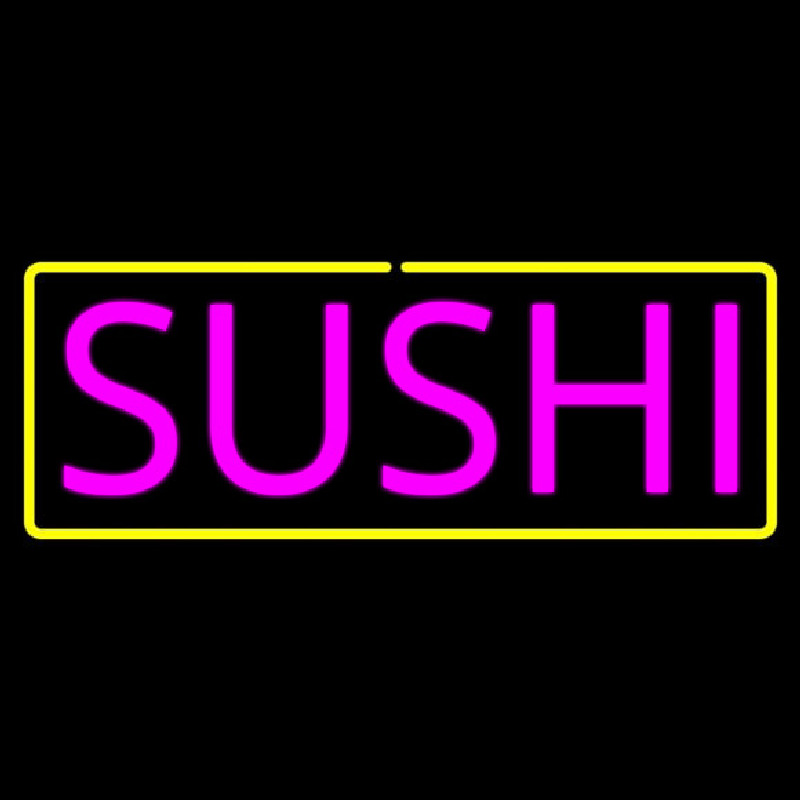 Pink Sushi With Yellow Border Neonkyltti
