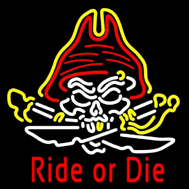 Pirate Skull Ride Or Die Neonkyltti