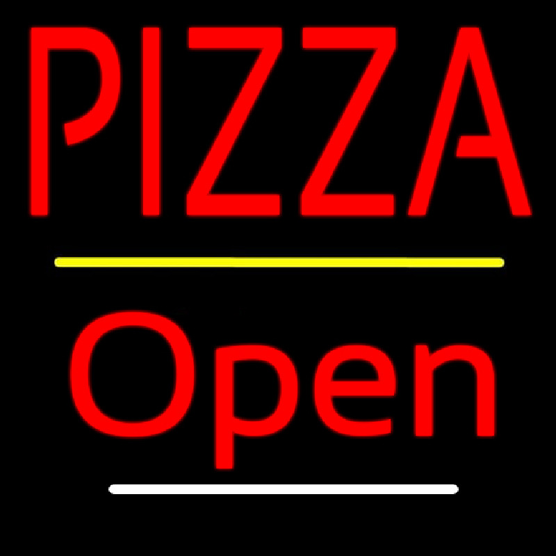 Pizza Script2 Open Yellow Line Neonkyltti