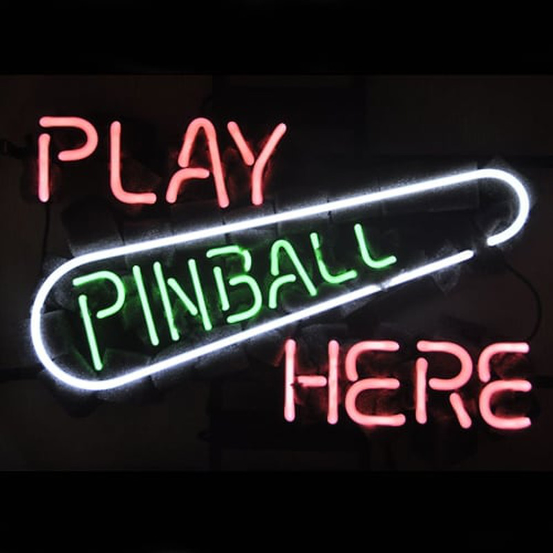 Play Pinball Here Game Room Olut Baari Neonkyltti