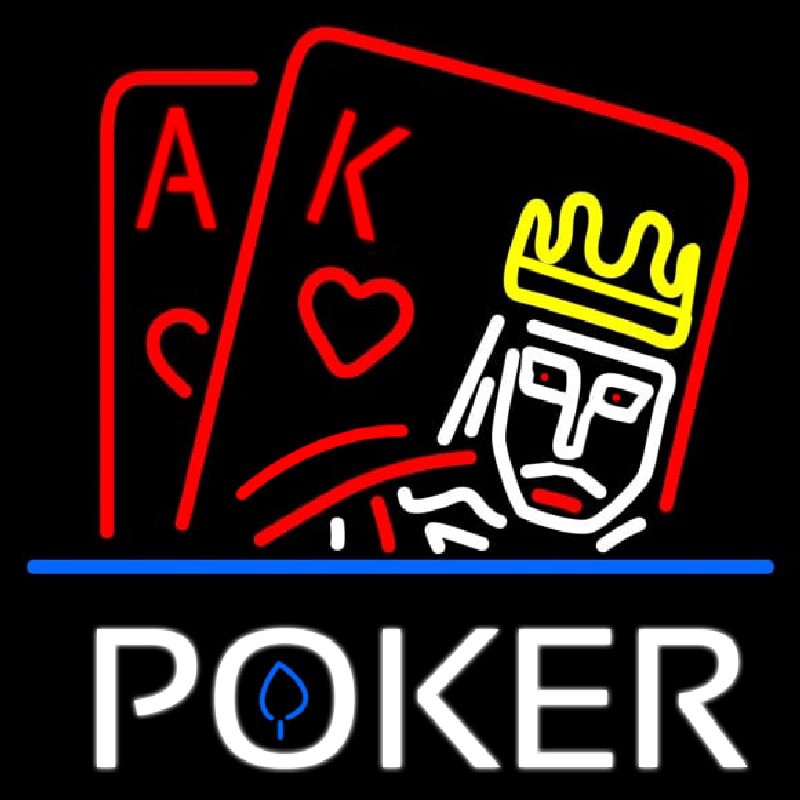 Poker With Border Neonkyltti