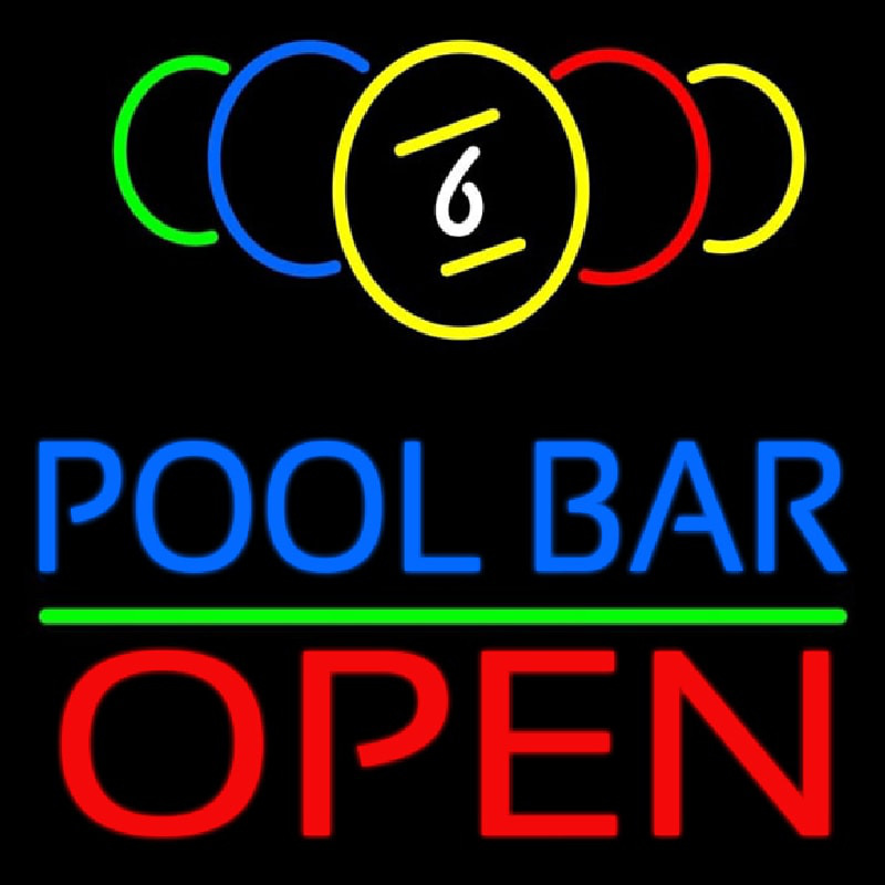 Pool Bar Open Neonkyltti