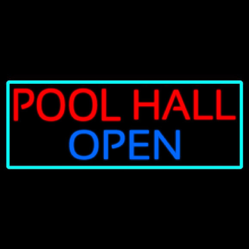 Pool Hall Open With Turquoise Neonkyltti