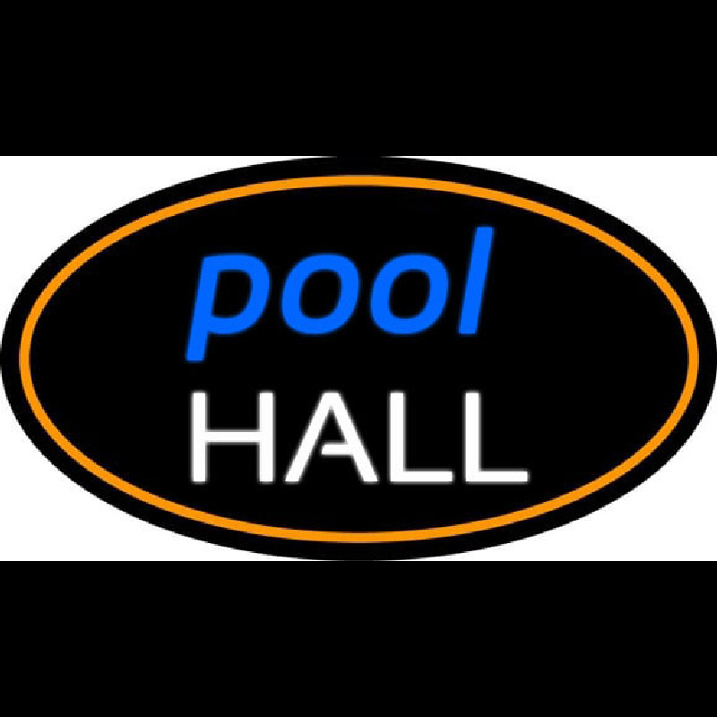 Pool Hall Oval With Orange Border Neonkyltti