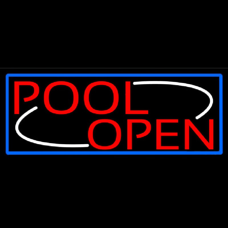 Pool Open With Blue Border Neonkyltti