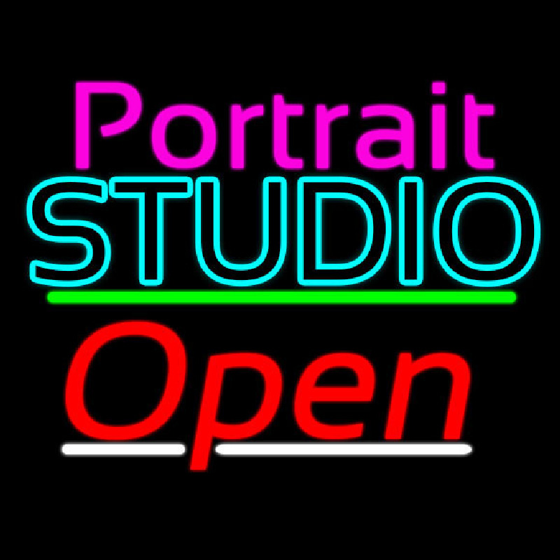 Portrait Studio Open 3 Neonkyltti