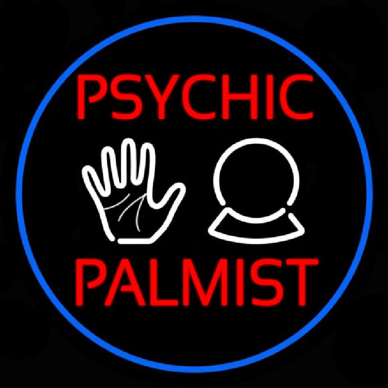 Psychic Palmist Blue Border Neonkyltti