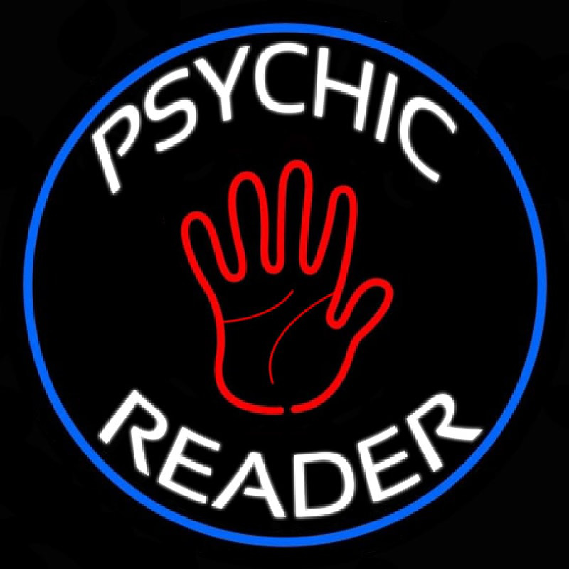 Psychic Reader With Palm Blue Circle Neonkyltti