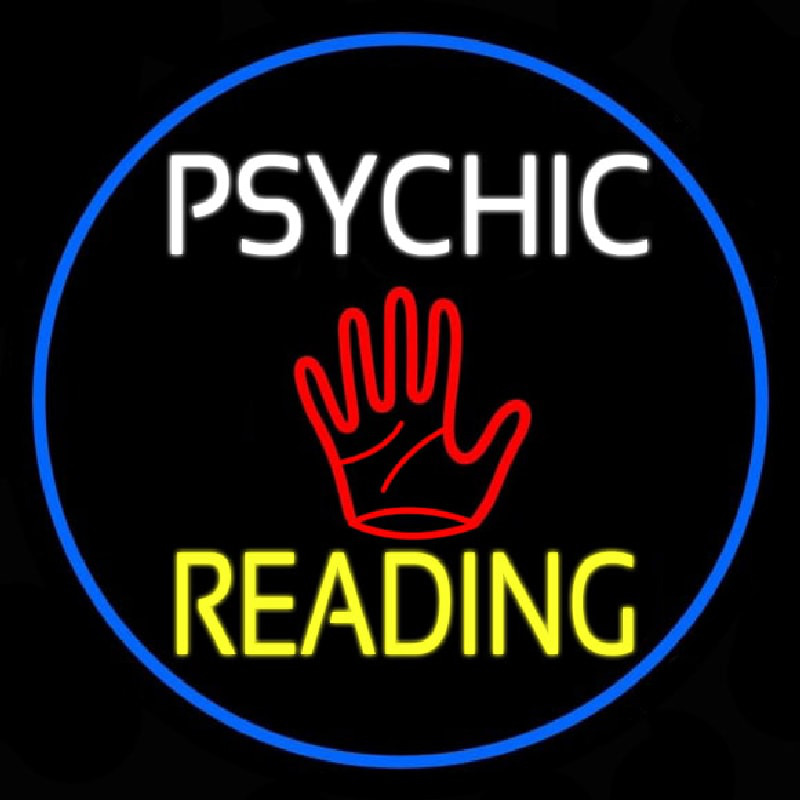 Psychic Reading Block Palm Blue Border Neonkyltti