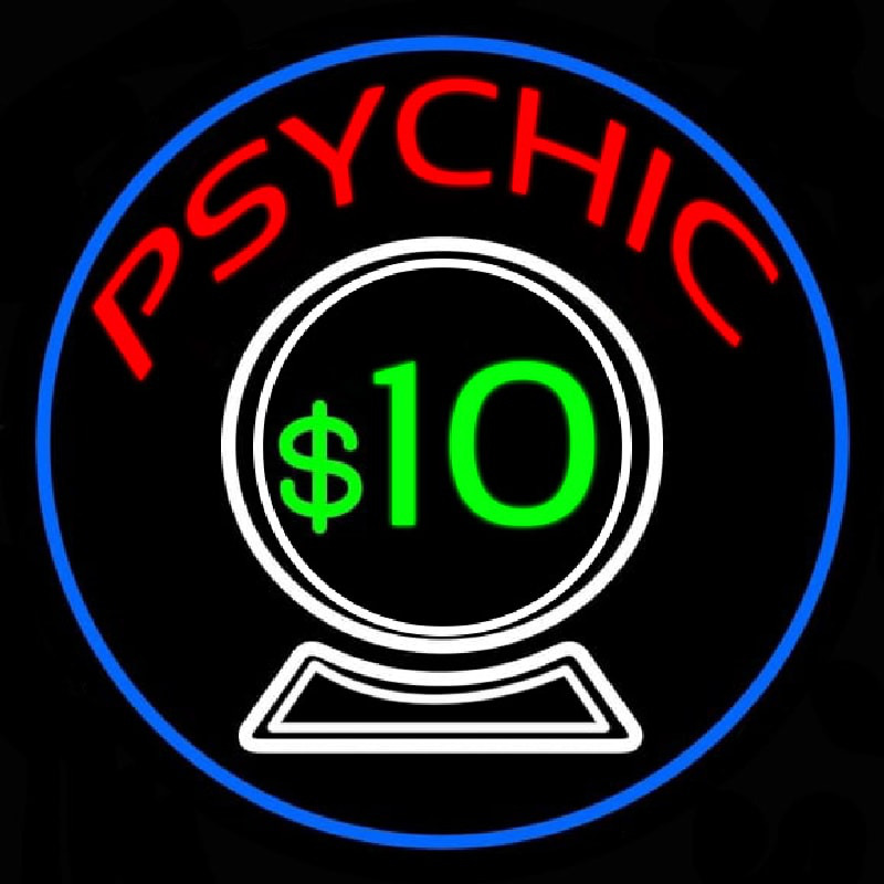 Psychic With Crystal Globe Blue Border Neonkyltti