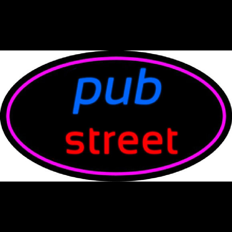 Pub Street Oval With Pink Border Neonkyltti