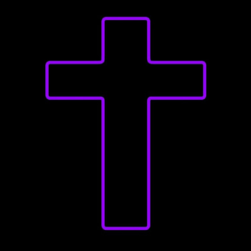 Purple Christian Cross Neonkyltti