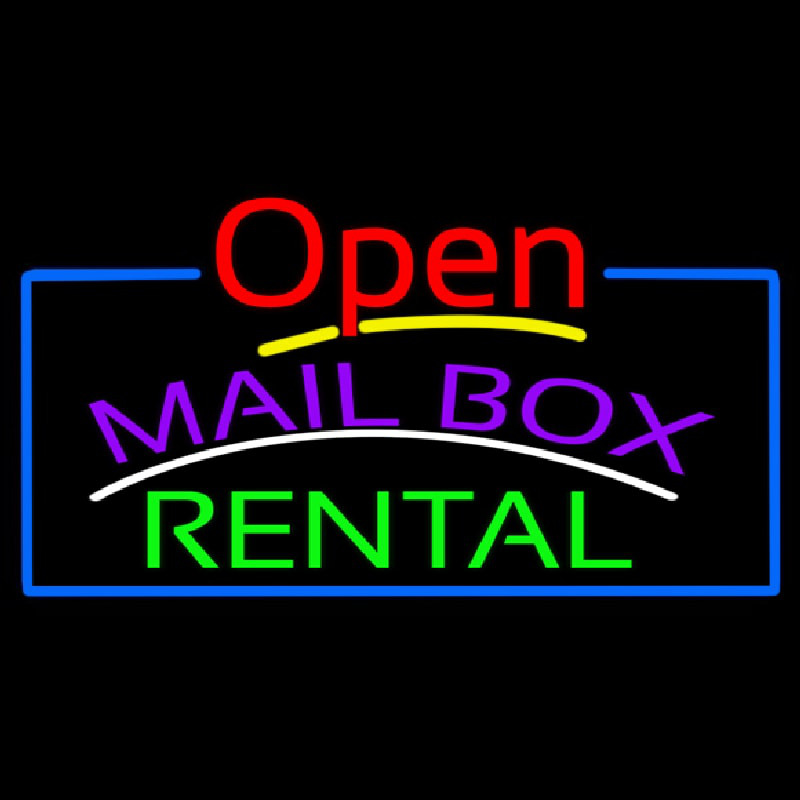 Purple Mailbo  Green Rental Open With Border Neonkyltti
