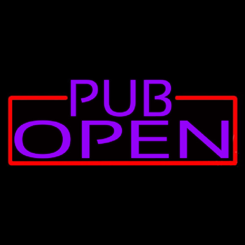 Purple Pub Open With Red Border Neonkyltti