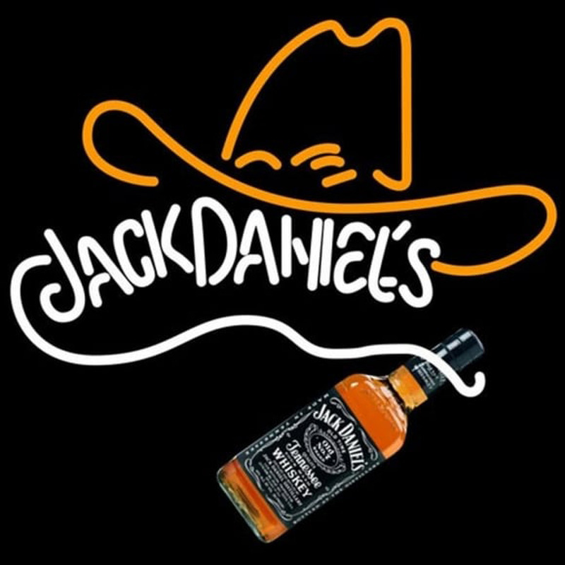 Rare Jack Daniels Whiskey Cowboy Hat Neonkyltti