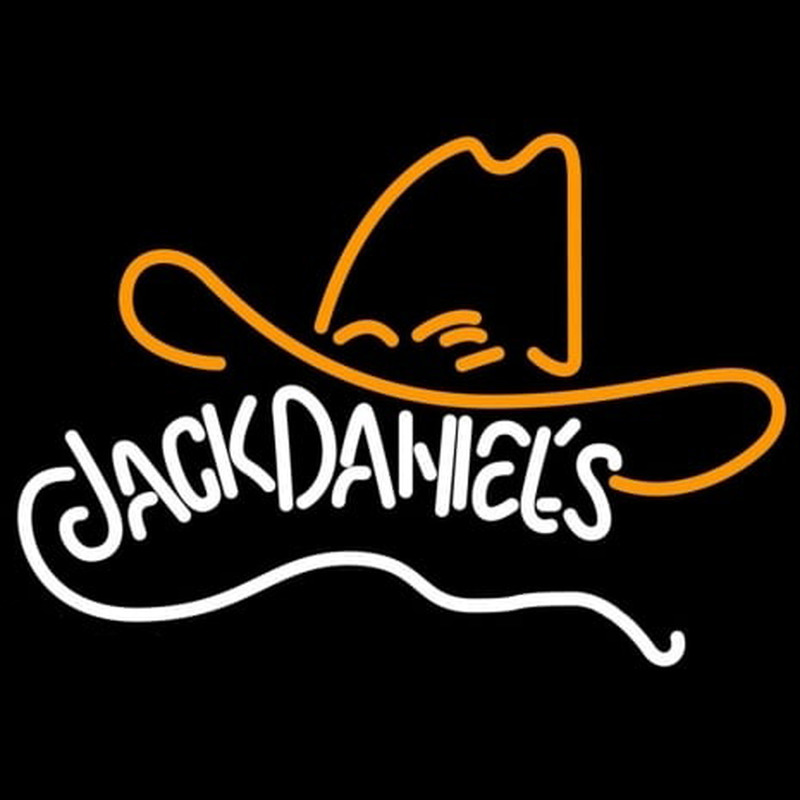 Rare Jack Daniels Whiskey Cowboy Hat Neonkyltti