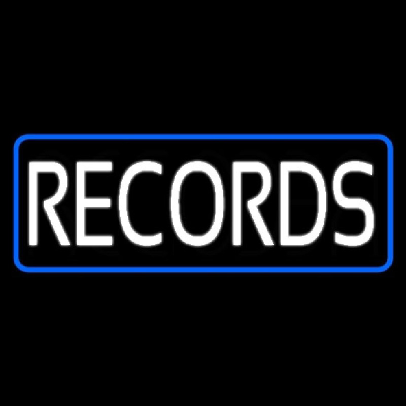 Records Block Blue Border Neonkyltti