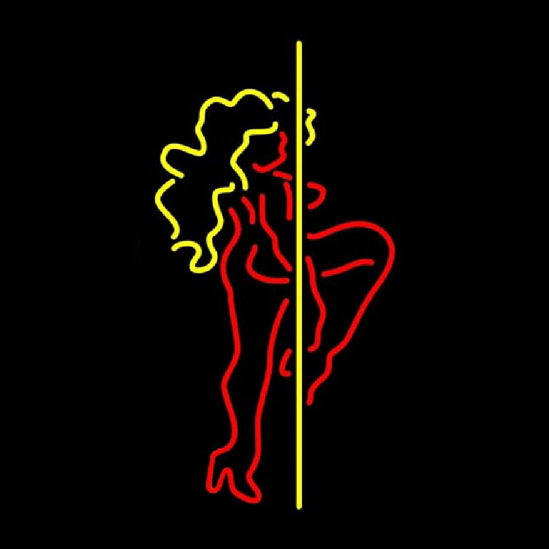 Red And Yellow Pole Dance Girl Neonkyltti