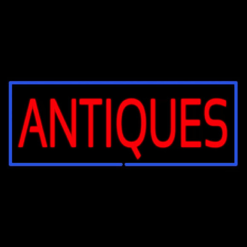 Red Antiques Blue Rectangle Neonkyltti