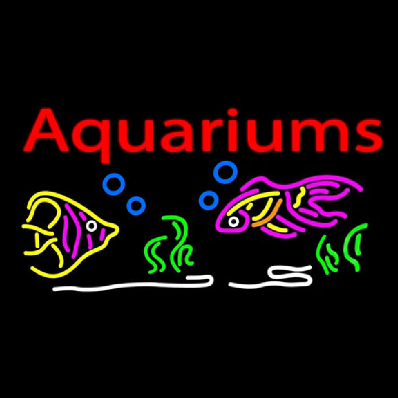 Red Aquariums Fish Logo Neonkyltti