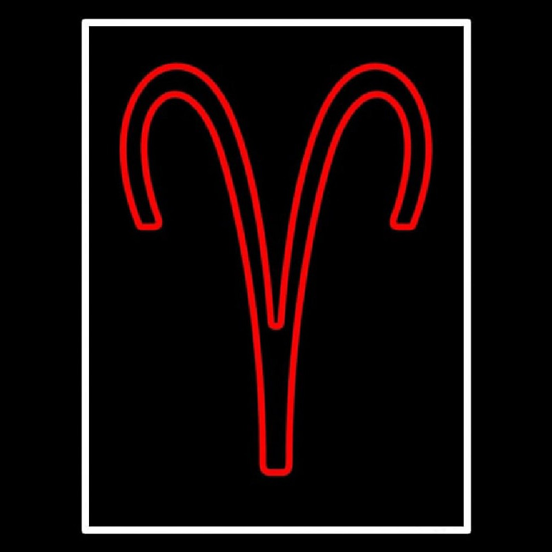 Red Aries White Border Neonkyltti