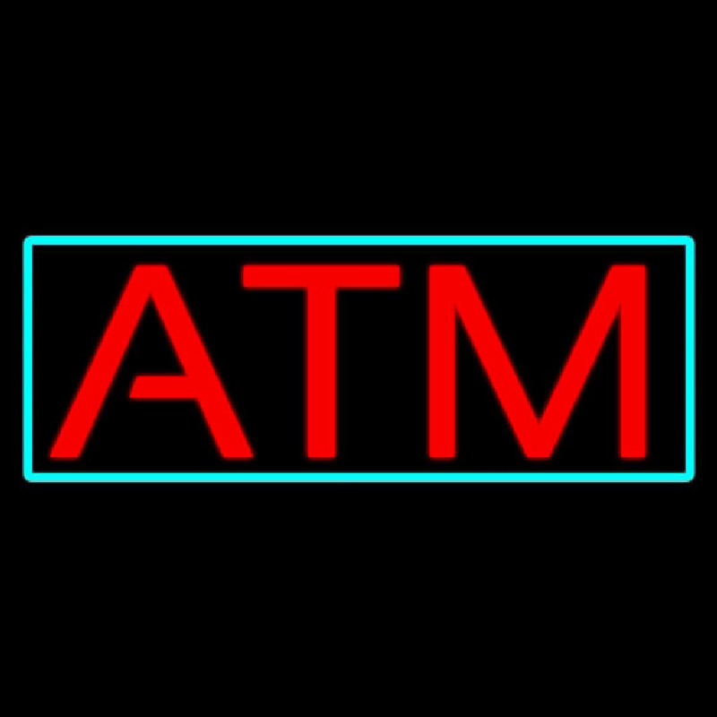 Red Atm With Light Blue Border Neonkyltti