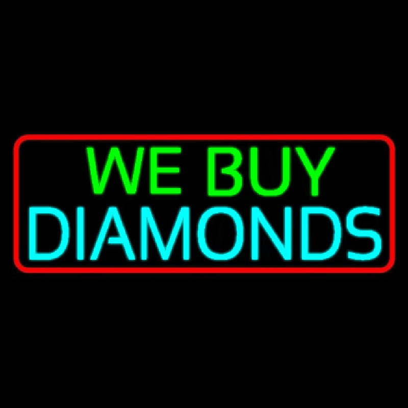 Red Border We Buy Diamonds Neonkyltti