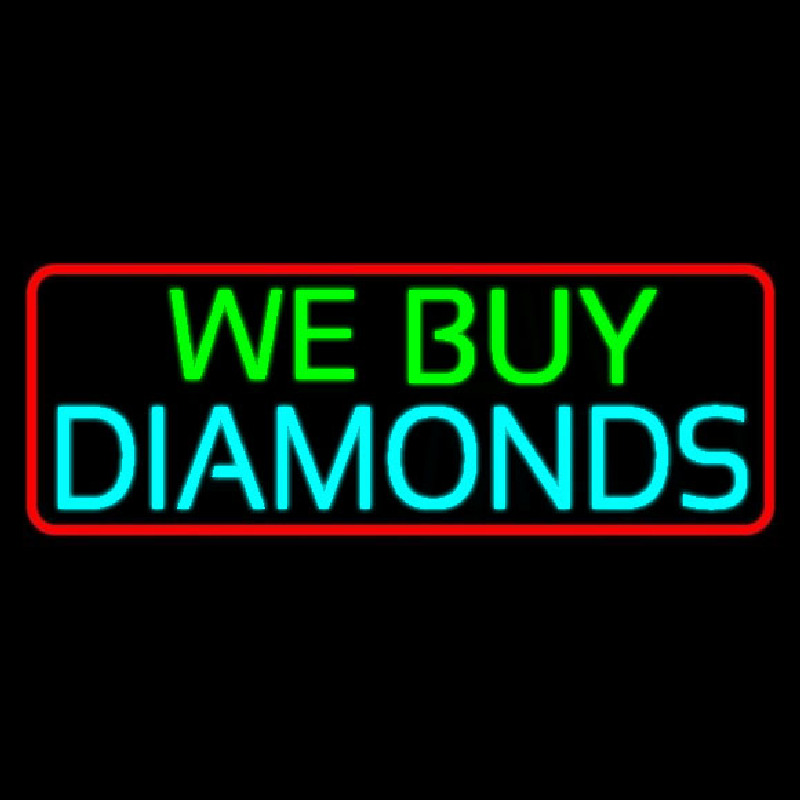 Red Border We Buy Diamonds Neonkyltti