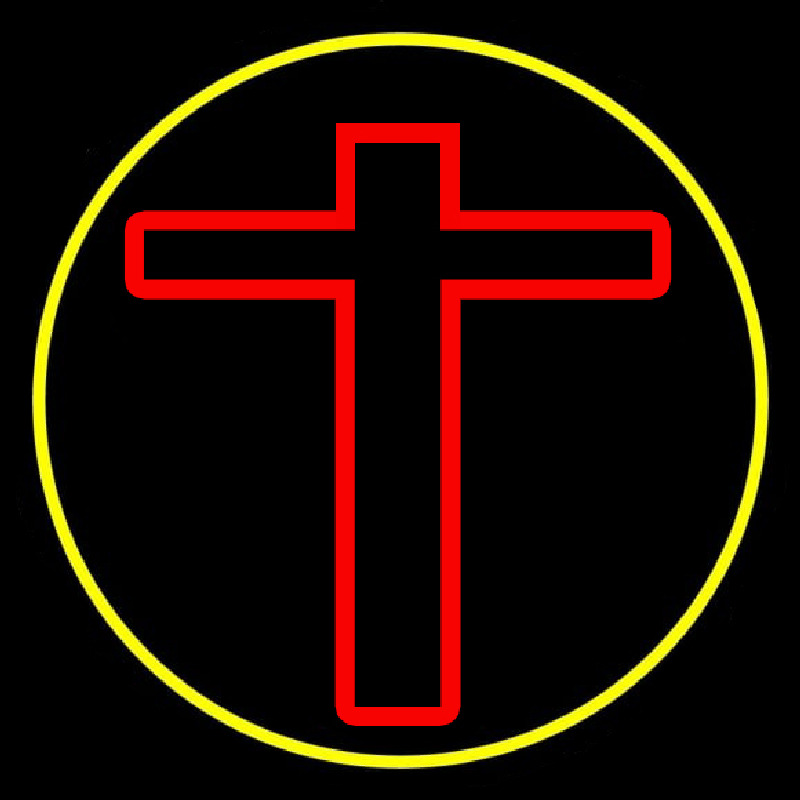 Red Christian Cross Neonkyltti