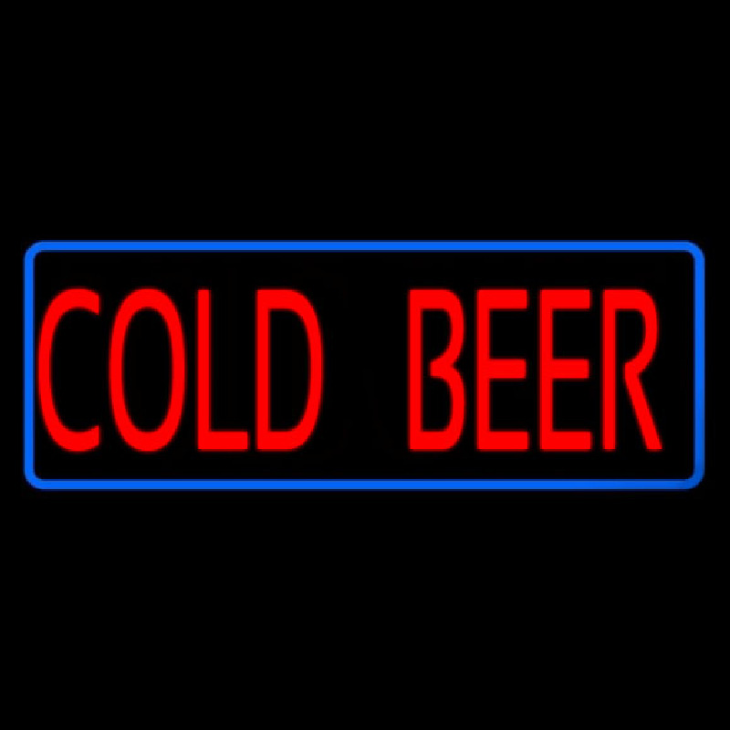 Red Cold Beer With Blue Border Neonkyltti