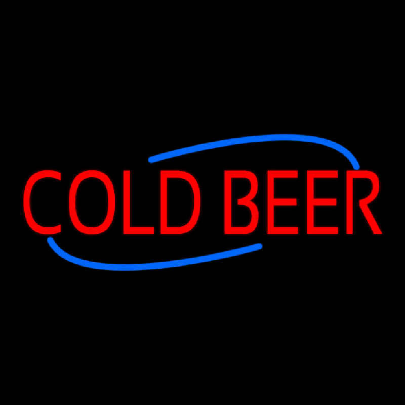 Red Cold Beer With Blue Border With Blue Line Neonkyltti