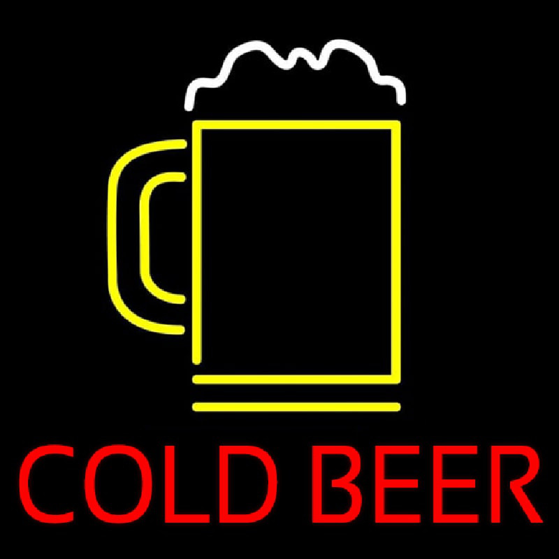 Red Cold Beer With Yellow Mug Neonkyltti