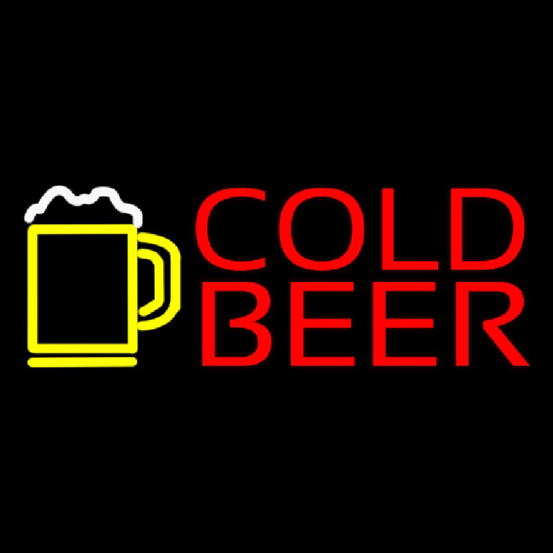 Red Cold Beer With Yellow Mug Neonkyltti