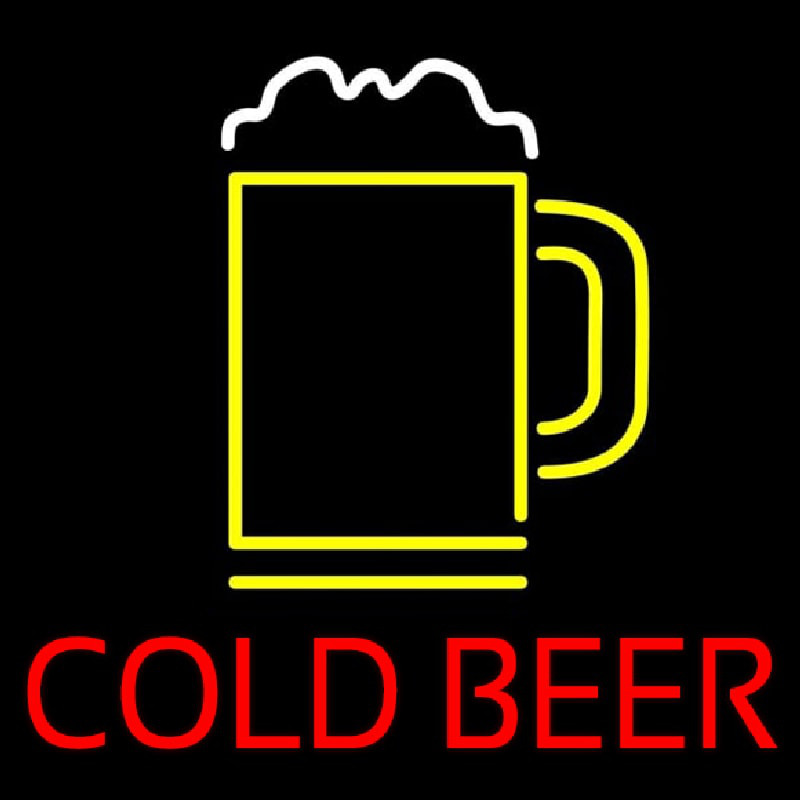 Red Cold Beer With Yellow Mug Real Neon Glass Tube Neonkyltti