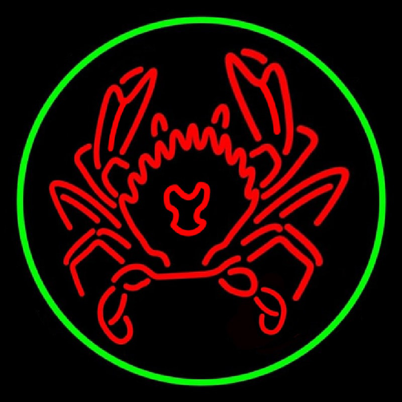 Red Crab Green Circle Neonkyltti