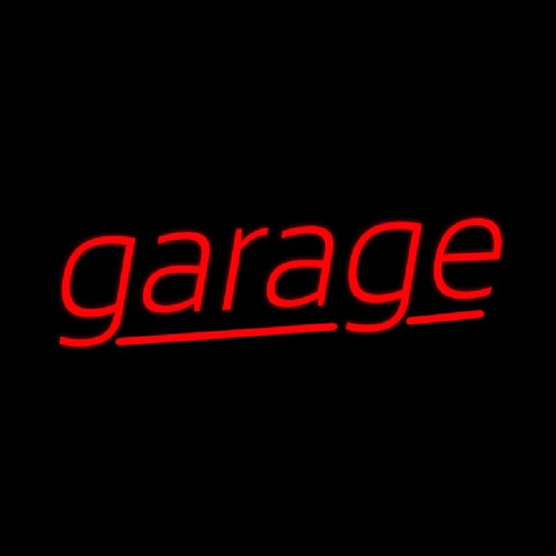 Red Cursive Garage Neonkyltti