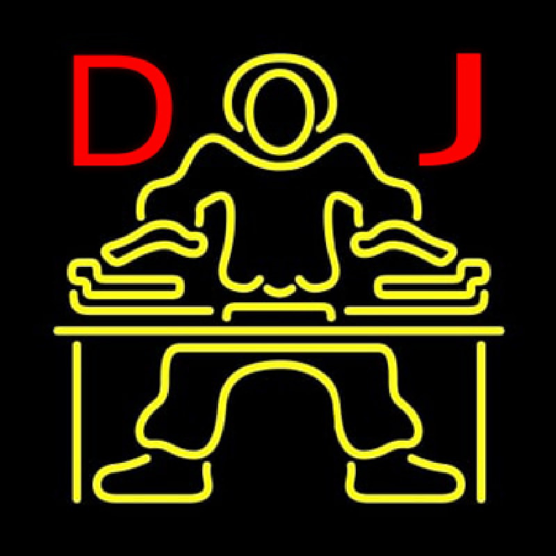 Red DJ Disc Jockey Music Neonkyltti