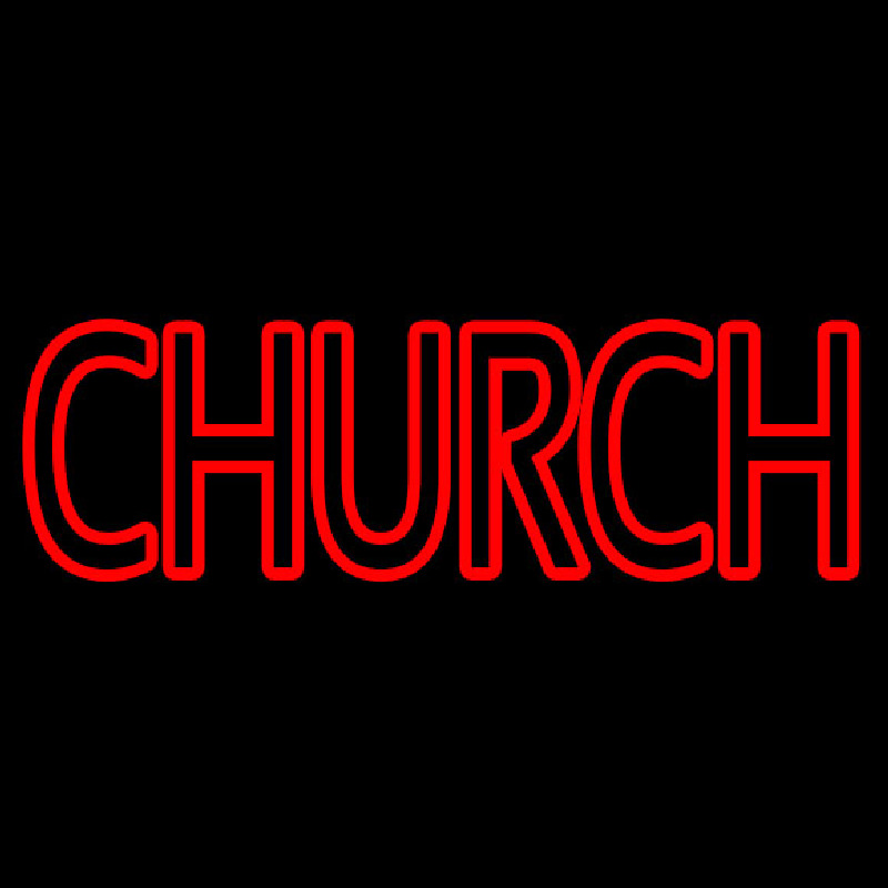 Red Double Stroke Church Neonkyltti